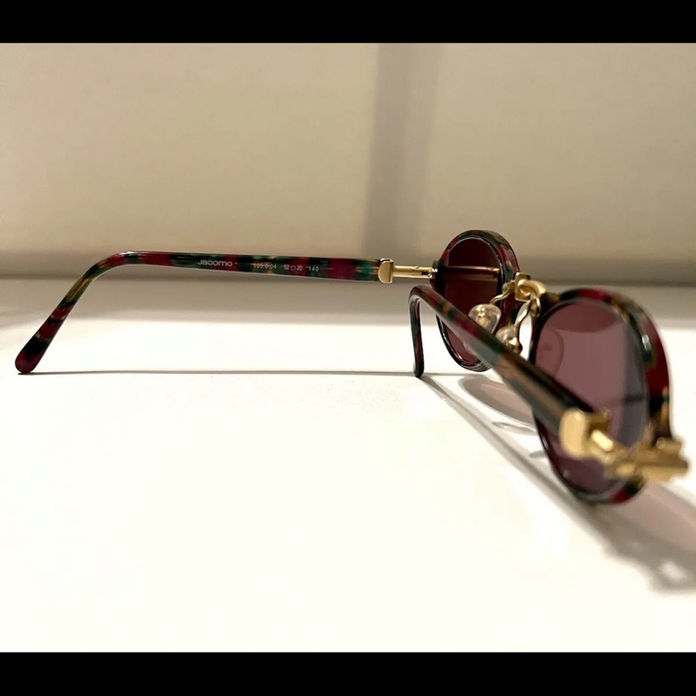 Vintage Jacomo Womens Italy Sunglasses Round Tortoise Teal Designer Gold Brass - Picture 5 of 10